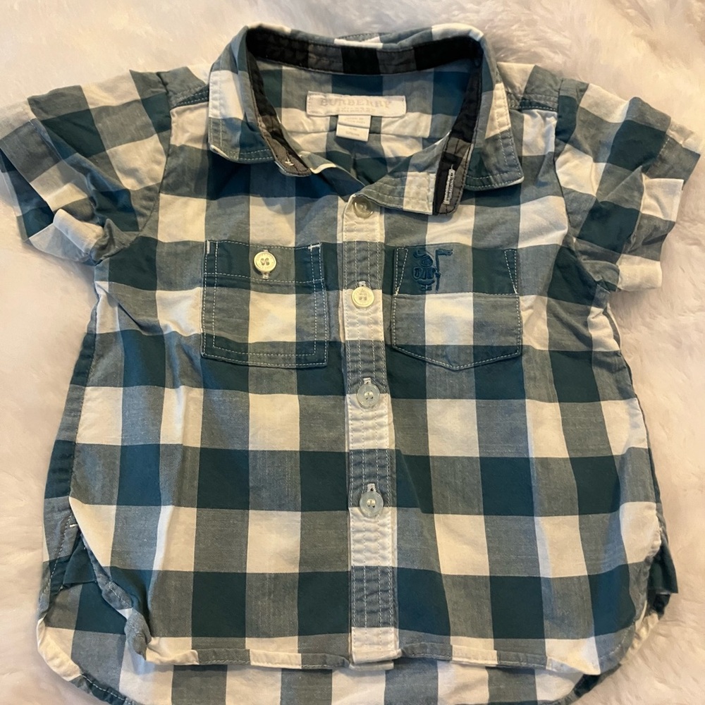 Burberry Blue Checkered Infant Shirt